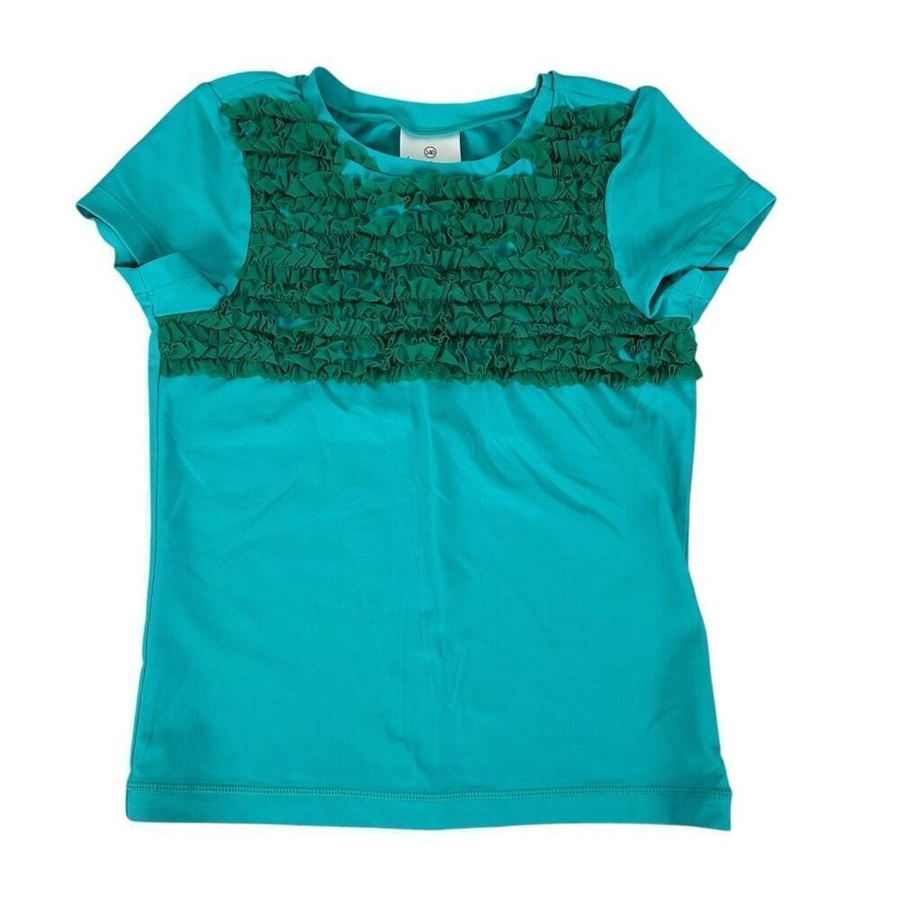Hanna Andersson Ruffle Rash Guard Teal Green size 140 / 10